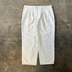 Vintage Norsport Pleated Pants Mens 42 White 90s Loose Canvas Sailing Preppy
